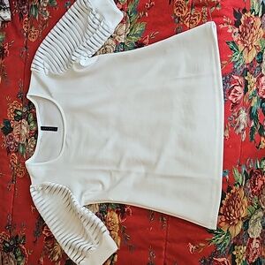 Luna Rae Ivory Sheer Cutout Sleeve Top Sz Lg